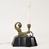 Art Deco Style Gilt-Metal-Mounted Figural Candlestick Lamp