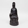 Chinese Carved Ebony Figure of a Seated Immortal