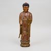 Japanese Painted and Parcel-Gilt Wood Figure of Buddha