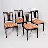 Set of Four Biedermeier Inlaid Ebonized Side Chairs