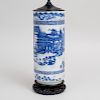Chinese Blue and White Porcelain Cylindrical Vase, Mounted as a Lamp