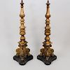 Pair of Baroque Style Carved Giltwood Floor Lamps