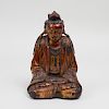 Chinese Lacquer and Parcel-Gilt Seated Figure of Buddha