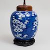 Chinese Blue and White Porcelain Ginger Jar Mounted as a Lamp