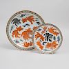 Two Chinese Iron Red Imari Plates Decorated with Fish