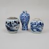 Three Chinese Blue and White Porcelain Vessels