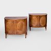 Pair of George III Style Inlaid Mahogany D-Shaped Commodes