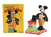 Japanese Linemar Walt Disney Battery Operated Tin Litho Mickey the Magician Toy with Box.