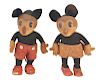 Lot Of 2: Walt Disney Mickey & Minnie Mouse Knickerbocker Dolls. 