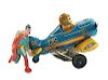 Marx Tin Litho Wind Up Superman Roll Over Plane.