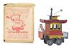 German Nifty Tin Litho Wind Up Toonerville Trolley Toy With Box. 