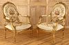PAIR FRENCH LOUIS XVI STYLE CARVED ARM CHAIRS