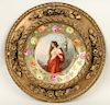 SIGNED 19TH C. HAND PAINTED KPM FRAMED CHARGER