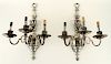 PAIR SILVERED BRONZE WALL SCONCES BY CALDWELL