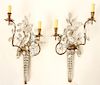 PAIR IRON CRYSTAL BIRD FORM SCONCES BY BAGUES