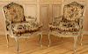 PAIR JANSEN UPHOLSTERED ARM CHAIRS LOUIS XV STYLE