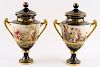 PAIR ROYAL VIENNA PORCELAIN HAND PAINTED URNS