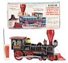 Japanese Tin Litho Battery Operated Western Special Train Engine Toy In Box. 
