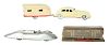 Lot of 3: Tin and Cast Metal Cars and Campers.