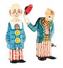 Lot of 2: Tin Litho Wind Up Circus Clowns.