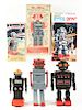 Lot of 3: Japanese Tin Litho & Plastic Battery Operated Robots in Boxes.