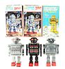 Lot Of 3: Japanese Tin Litho & Plastic Battery Operated Robots in Boxes.