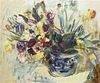 Artist Unknown, (American, 20th century, Floral Still Life in Blue Bowl