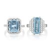 Two Aquamarine and Diamond Rings