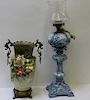 Bronze Mounted Majolica Urn together with a