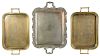Three Brass and Silver Serving Trays