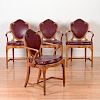 Set (4) George III bleached mahogany armchairs