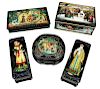 Five Large Russian Lacquer Fairy Tale Boxes