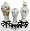 Three Chinese Baluster Form Vases with Stands