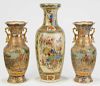 Three Chinese Enameled and Gilt Vases