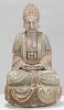 Large Carved, Polychrome Figure of Seated Buddha