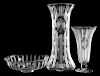 Cut Glass Hawkes Bowl, Two Vases