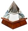 Square Glass Pyramid On Wooden Base