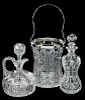 Cut Glass Pairpoint Decanters, Ice Bucket
