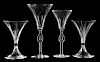 Two Pairs Lalique Deco Champagne Stems