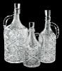 Three Cut Glass J. Hoare Demijohns