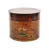 A Continental Circular Painted Box, Height 8 1/2 x diameter 9 3/4 inches.