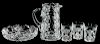 Cut Glass Hawkes Pitcher, Four Tumblers, Bowl