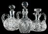 Three Handled Cut Glass Whiskey Decanters