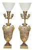Pair Louis XVI Style Gilt Bronze-Mounted Lamps
