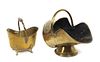 Two English Polished Brass Coal Scuttles, Height 17 x width 16 1/2 x depth 13 1/2 inches.
