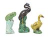 A Group of Three Chinese Export Diminutive Models of Birds,