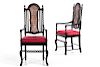 A pair of Dutch Colonial ebony armchairs