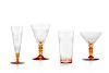 A suite of clear & amber glass stemware
