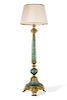 A French gilt blue glass floor lamp