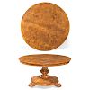 An English carved burl elm center table